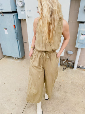 Collective Olive Drawstring Jumpsuit