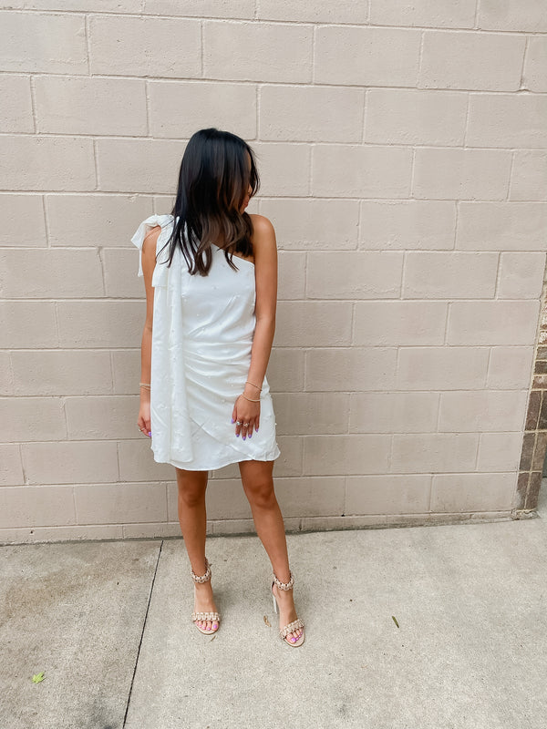 All About Pearls White Cocktail Dress