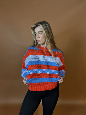 Vibrant Stripe Chunky Knit Sweater