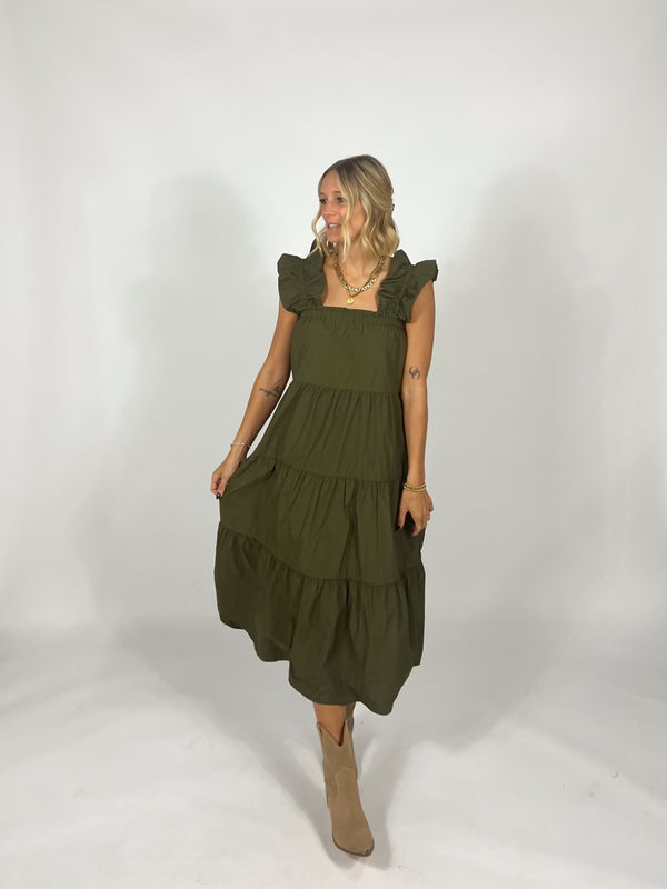 Sweet Olive Tiered Maxi Dress