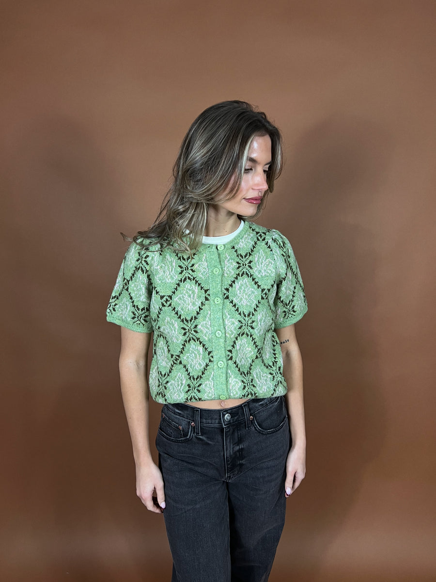 Ginger Floral Short Sleeve Sweater