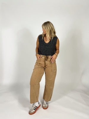 Tan Utility Barrel Leg Pant