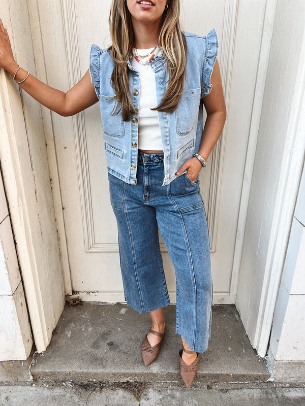 Rue Ruffle Sleeve Denim Vest