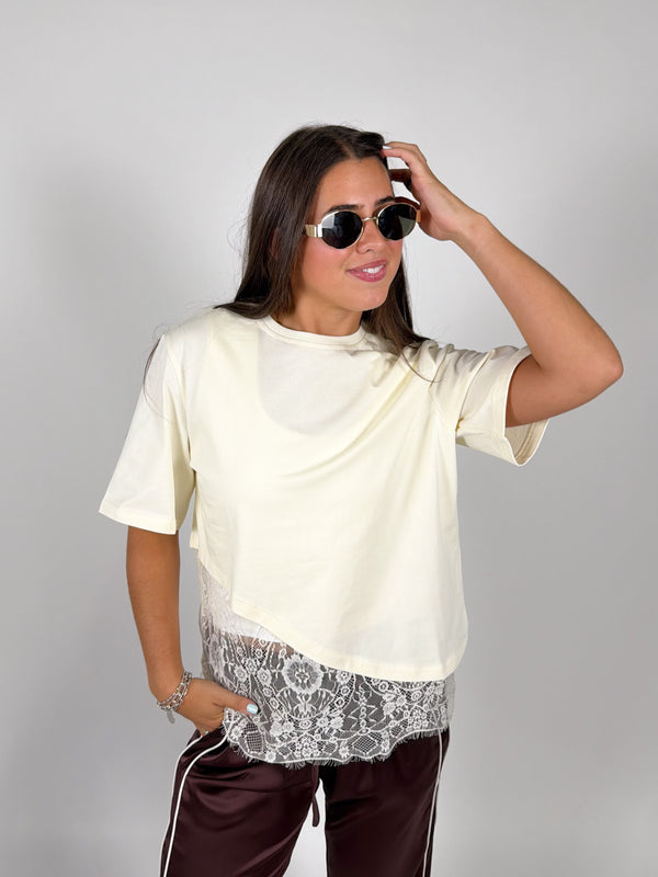 Sweet Escape Lace Trim Tee