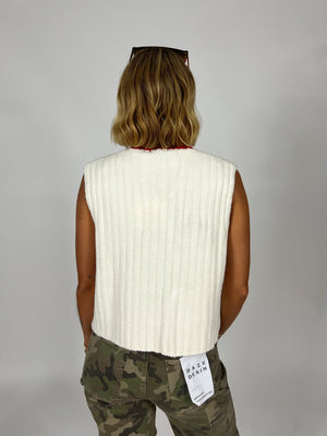Pocket Full Red Trim Vest