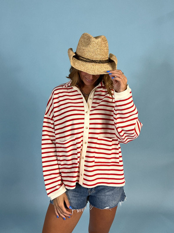 Red, White, And Stripe Bucket Jacket