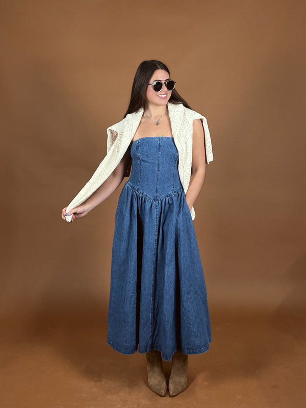 Louise Midi Denim Dress