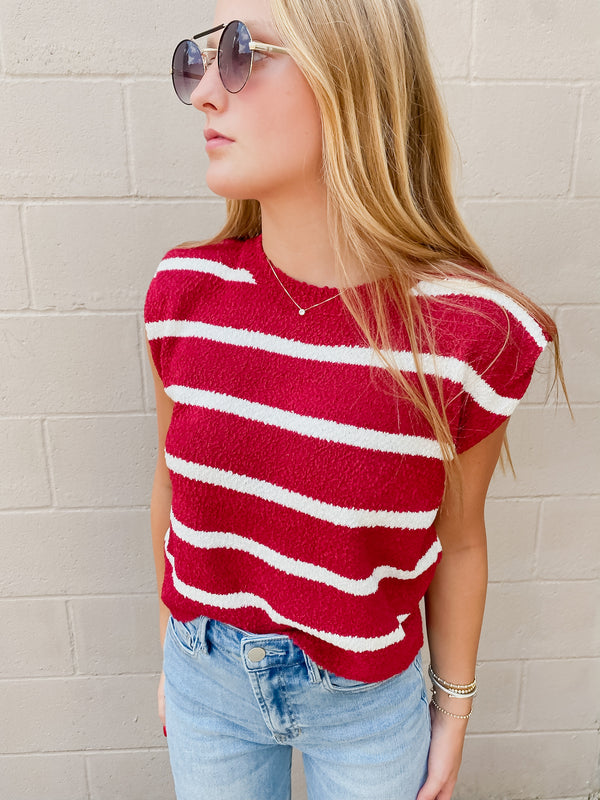 Dolly Striped Sleeveless Sweater Tank