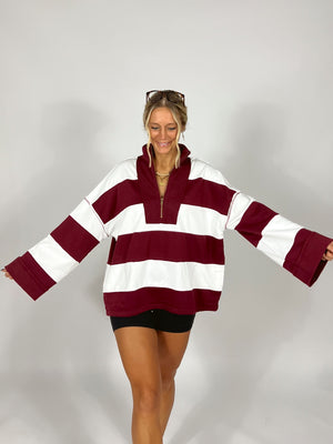 Big Leagues Striped Half Zip