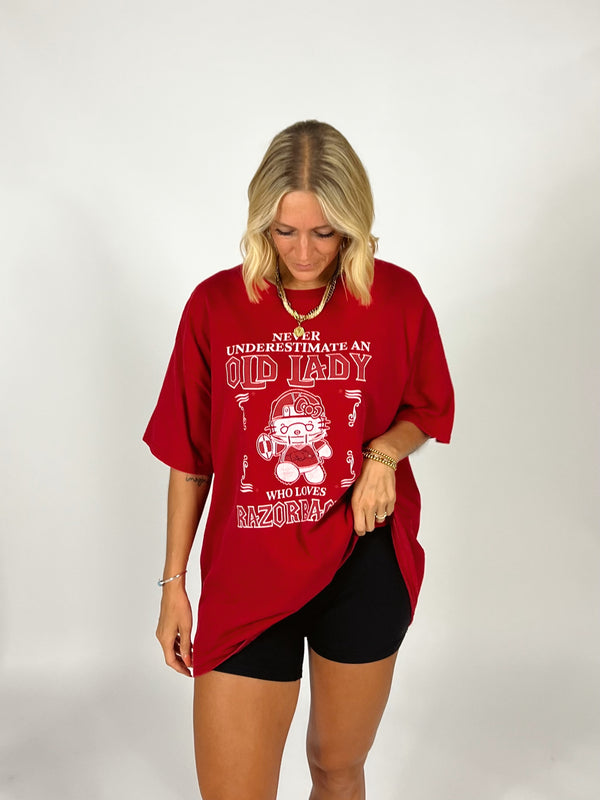 Old Lady Razorback Fan Tee