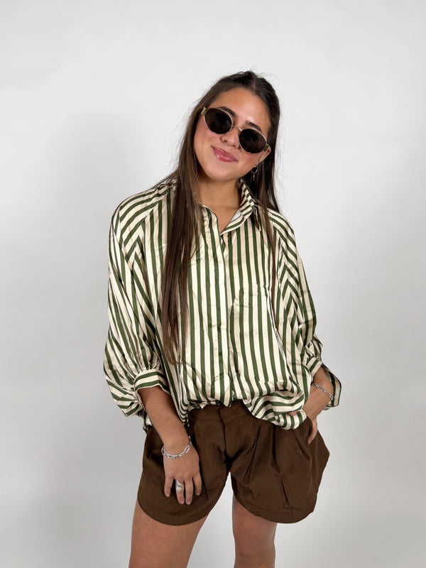Lined Off Button Down Blouse