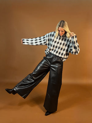 Pleated Faux Leather Pants