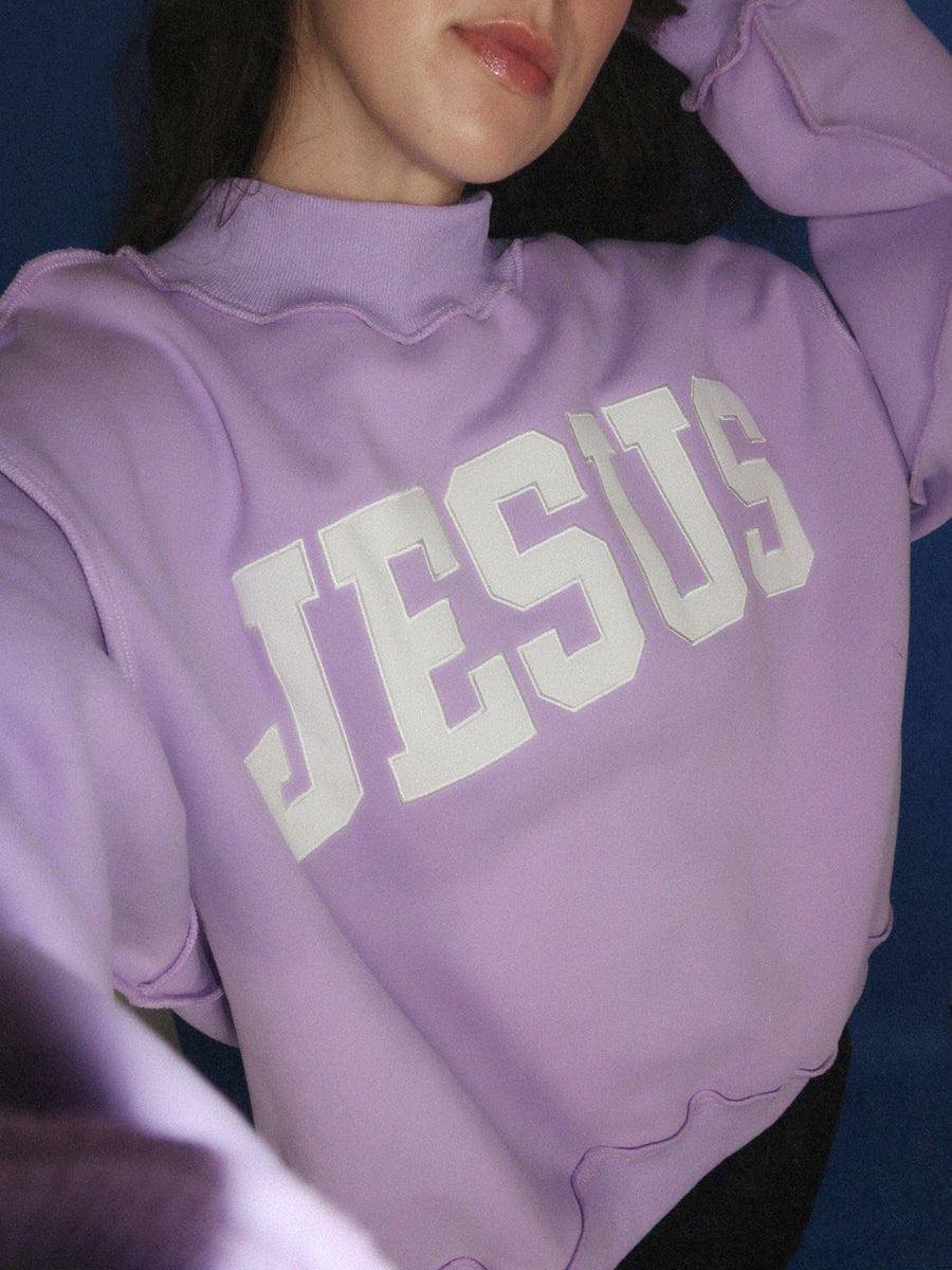 Jesus Embroidered Mock Neck