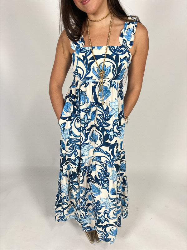 Blue Hurricane Floral Maxi