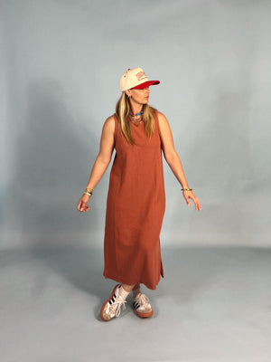 Cloudy Round Neck Maxi Dress
