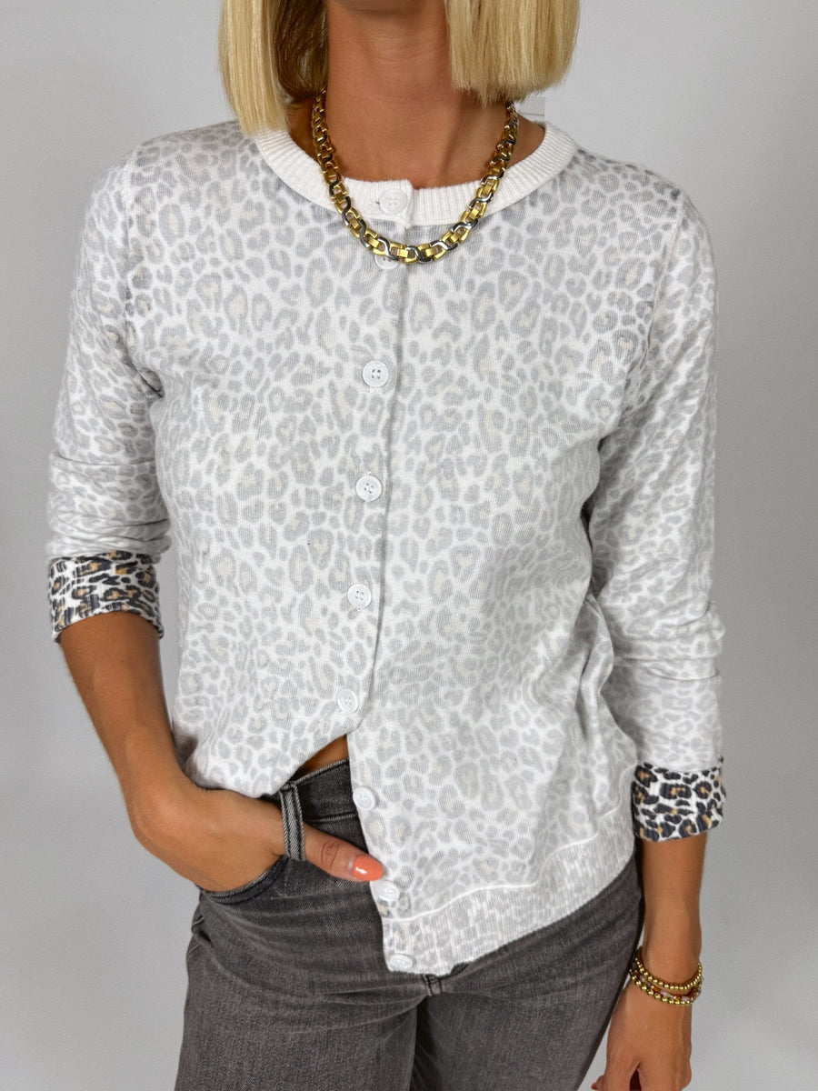 Faded Leopard Print Cardigan