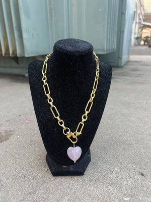 Marble Heart Charm Necklace