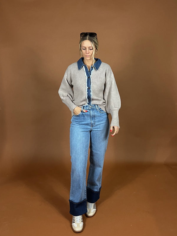 Crossroad Denim Collar Cardigan