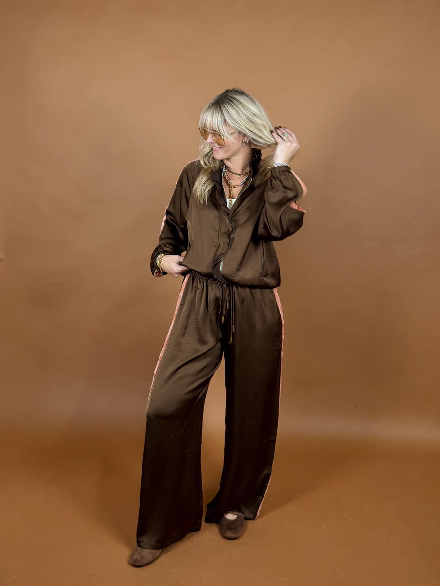 Courtside Velvet Detail Pants