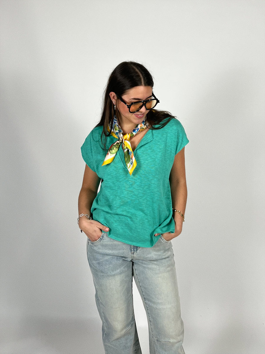 Day Off Split Neck Top