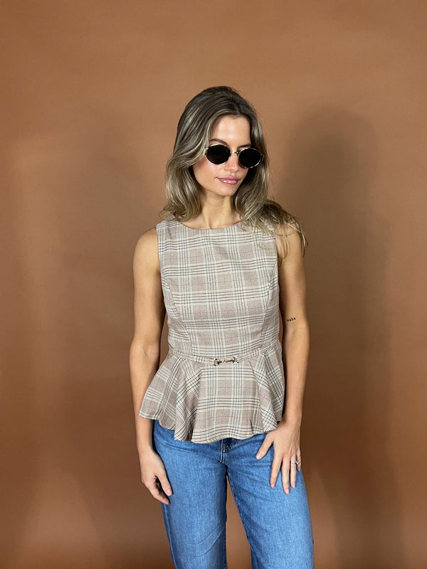 Office Hours Plaid Tank