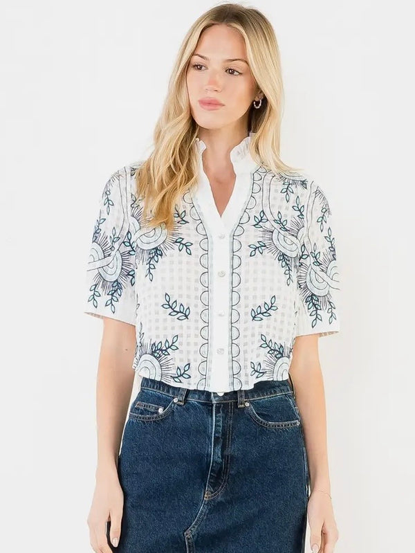 Kristen Embroidery Detail Top