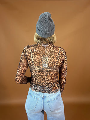 Leopard Layering Mesh Top