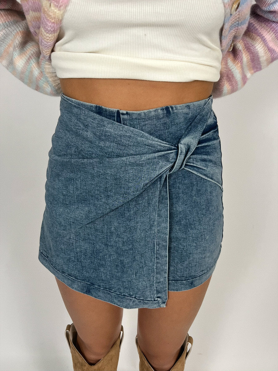 Daisy Acid Wash Skort