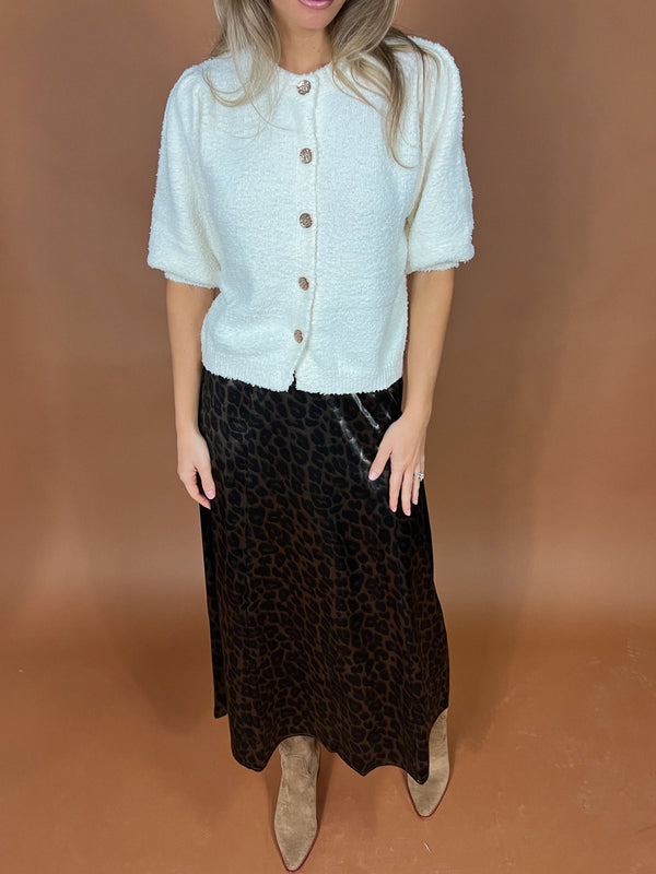 Leopard Satin Skirt
