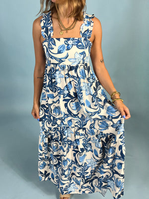 Blue Hurricane Floral Maxi