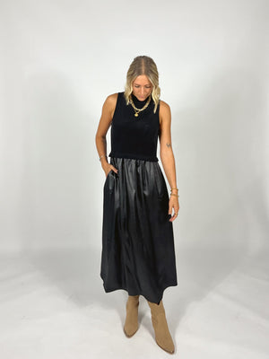 Mixed Media Black Maxi Dress