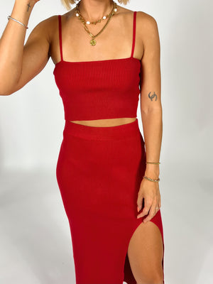 Red Edit Ribbed Set