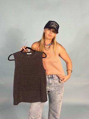 Cloudy Round Neck Ribbed Tank