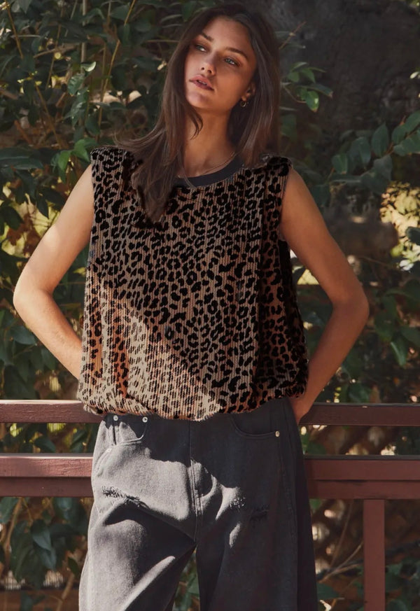 Bubble Hem Leopard Top