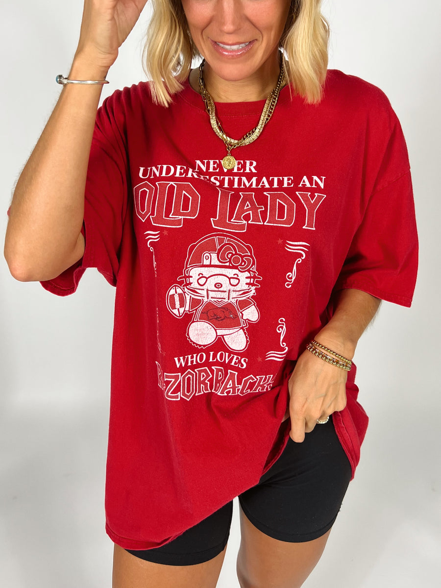 Old Lady Razorback Fan Tee