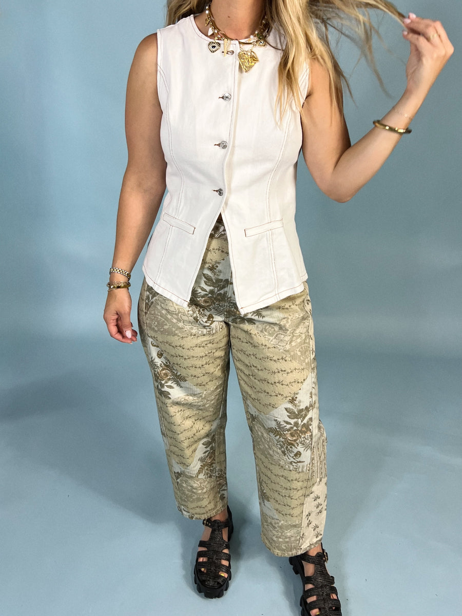 Gigi White Denim Vest