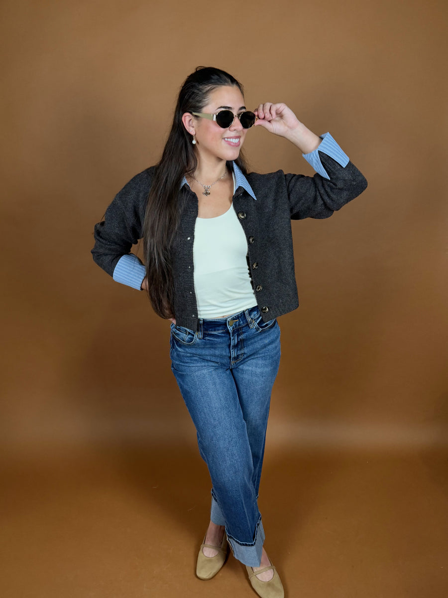 Ask Me Twice Collared Cardigan