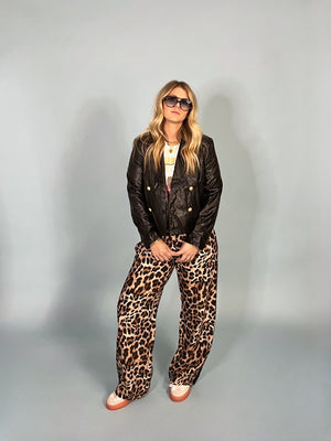 Side Lined Leopard Track Pants