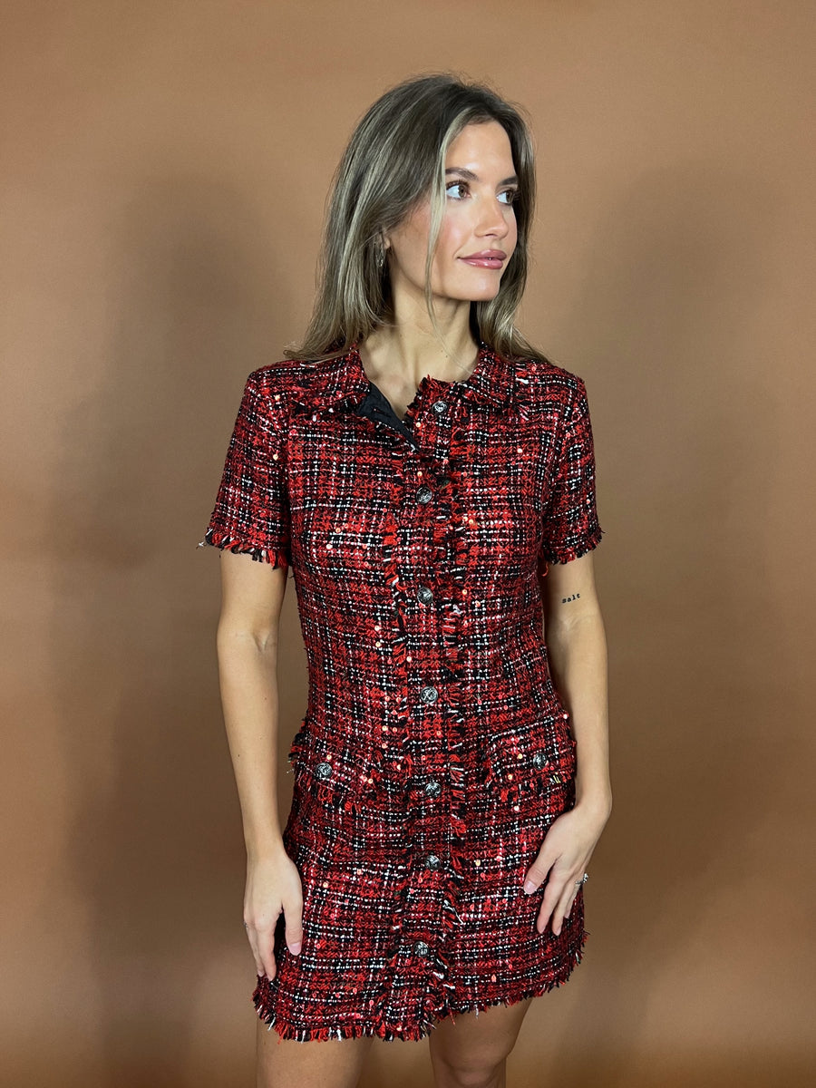 Red Affair Tweed Dress
