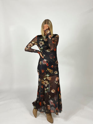 Nightfall Mock Neck Mesh Dress