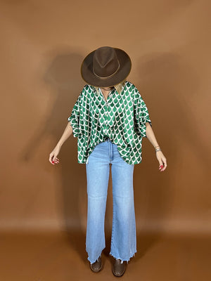 Kelly Green Printed Button Down