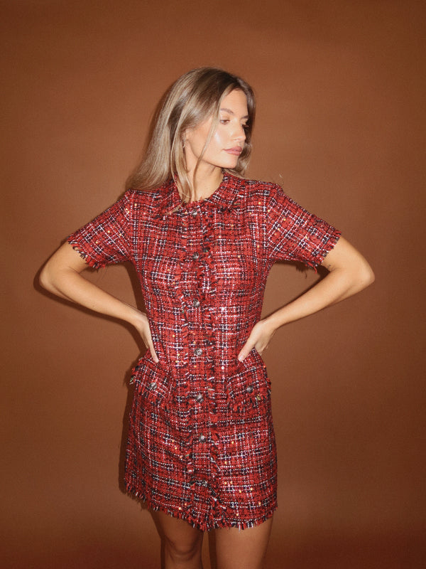 Red Affair Tweed Dress