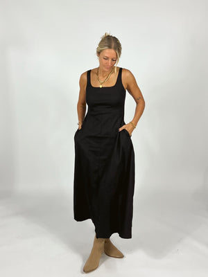 Rowan Black Midi Dress