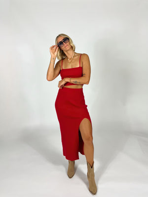 Red Edit Ribbed Set