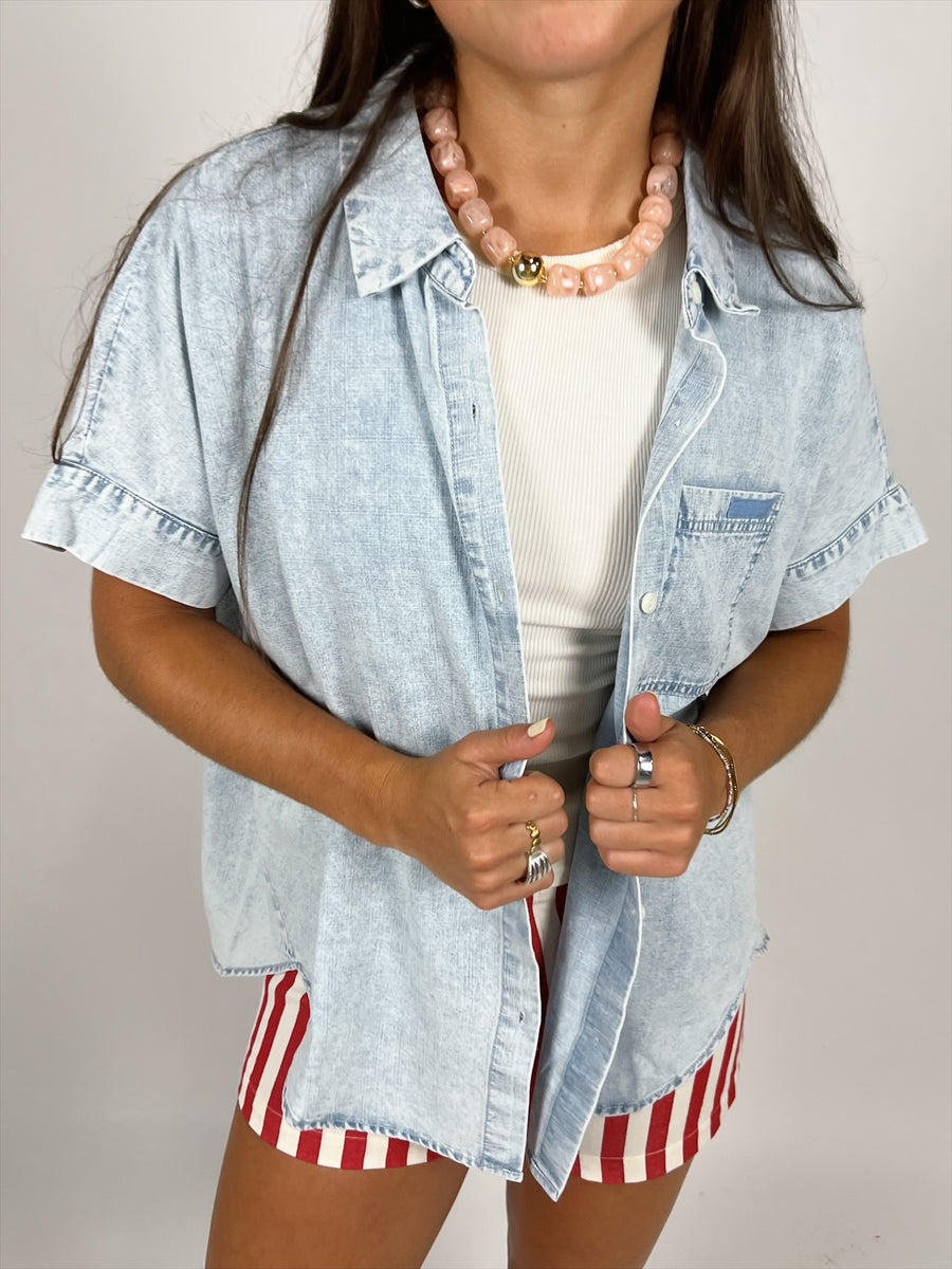 Minnie Oversize Denim Button Up