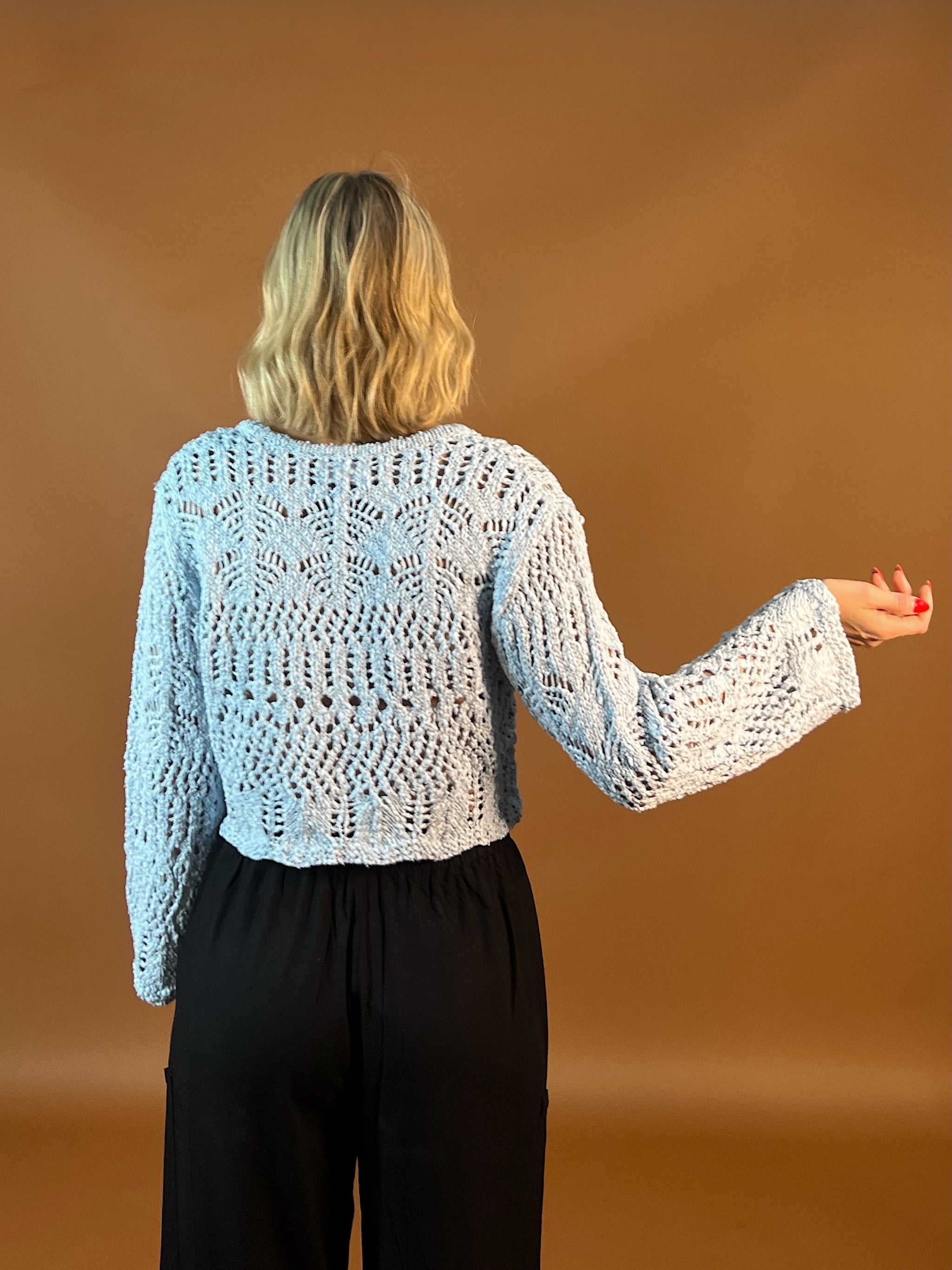 Baby Blue Crochet Cardigan