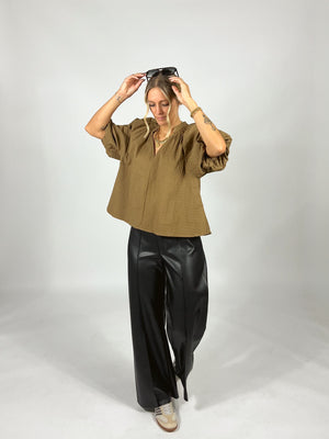 Rebel Pintuck Leather Pants