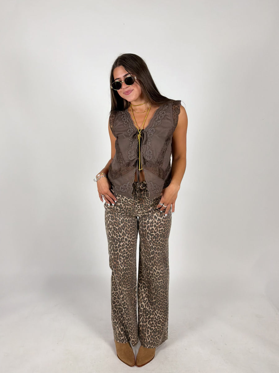 Coffee Date Lace Vest