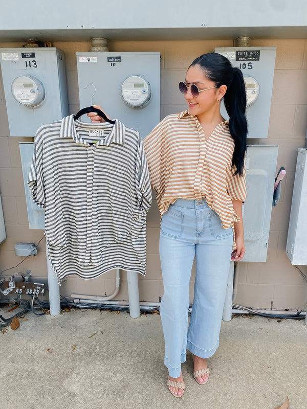 Black White Stripe Button Down