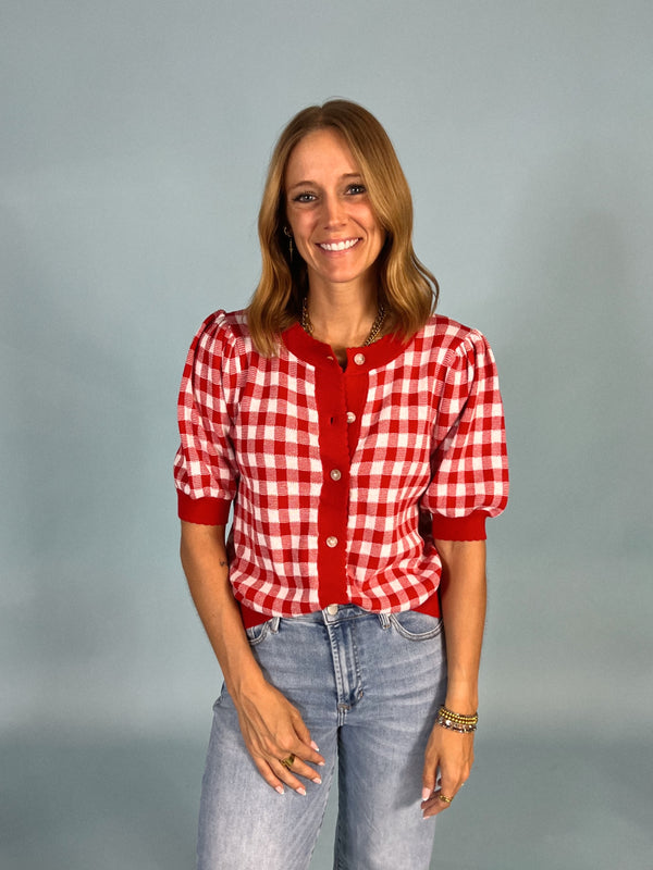 Left Field Gingham Cardigan